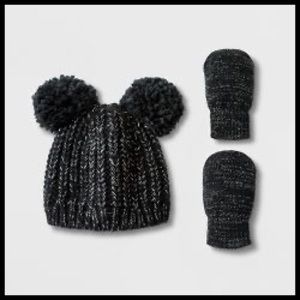 {Cat & Jack} Pom Pom Hat and Mittens Set